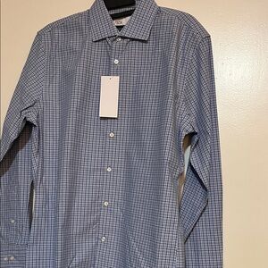 Men's Blue Checkered Dress Shirt